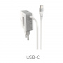 Зарядное устройство BOROFONE BA34 Power essence 2*USB, 2.4A, белый, кабель Type-C