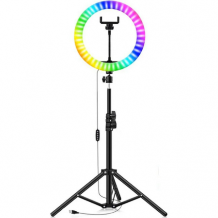 Цветная кольцевая лампа со штативом RGB LED Soft Ring Light MJ26