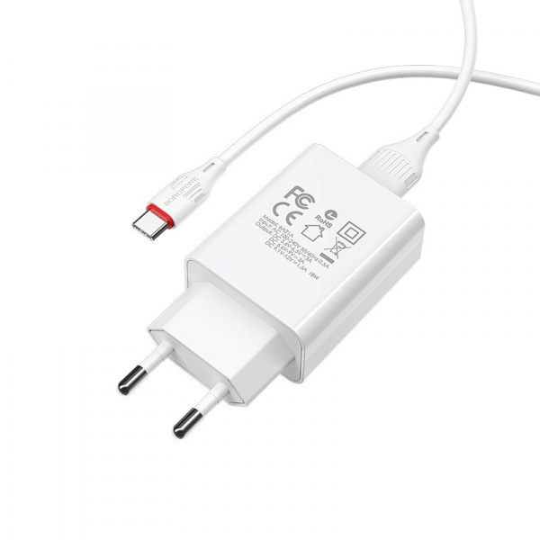 Комплект зарядки Borofone BA21A QC3.0, 1 USB, Quick сharge 3.0
