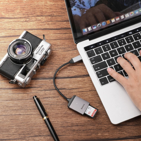 Адаптер Baseus CAHUB-P0G Enjoy, USB Type-C - SD и microSD