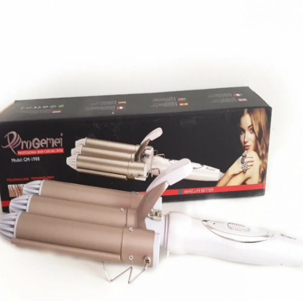 ТРОЙНАЯ ПЛОЙКА ДЛЯ СОЗДАНИЯ КРАСИВЫХ ЛОКОНОВ GEEMY PROFESSIONAL HAIR CURLING IRON 28 см