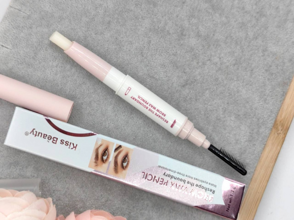 Восковый карандаш для укладки бровей с щеточкой Kiss Beauty Brow Wax Pencil
