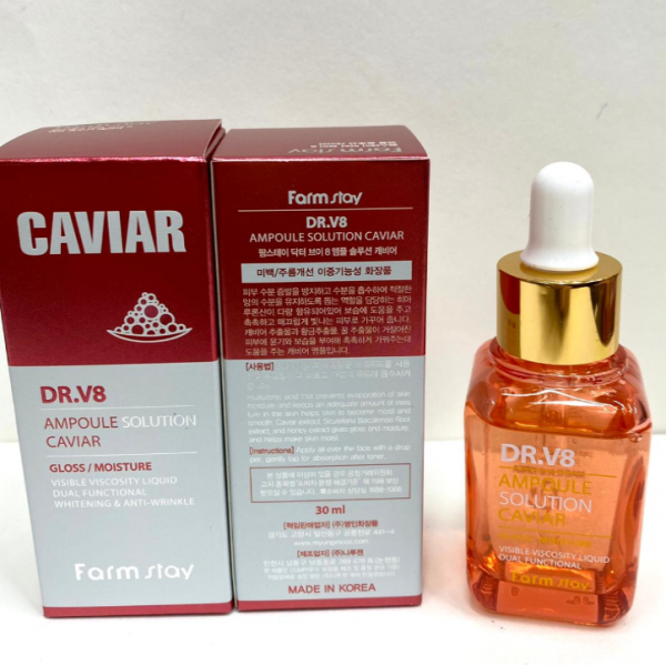 FarmStay DR.V8 Ampoule Solution Caviar Ампульная сыворотка для лица с экстрактом икры