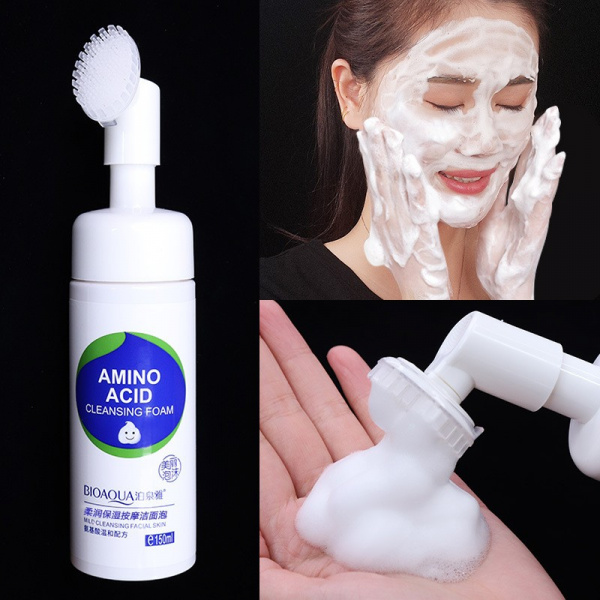 Пенка-мусс для умывания с аминокислотами и силиконовой щеточкой Bioaqua Amino Acid Cleansing Foam 150 мл