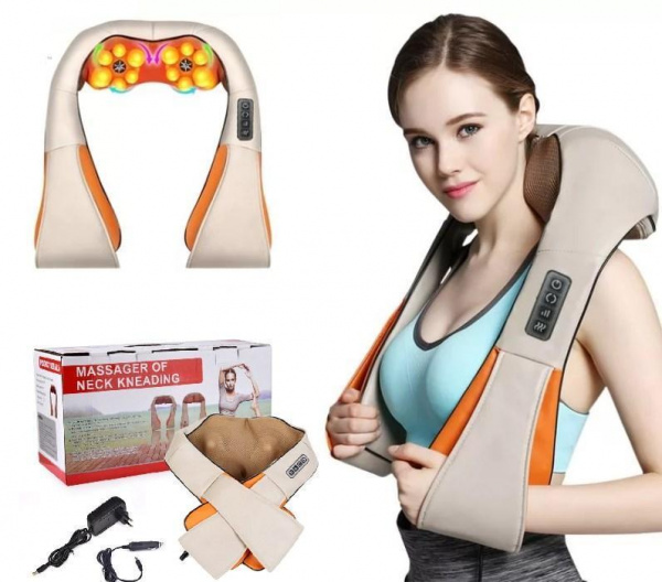 Массажер Massager of Neck Kneading для плеч, шеи, спины с ИК-подогревом