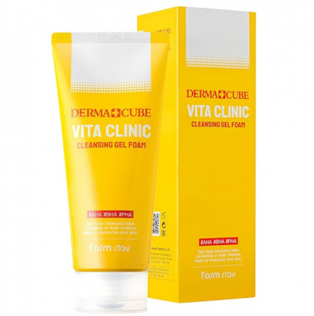 Очищающая пенка FarmStay DERMA CUBE Vita Clinic Cleansing Gel Foam