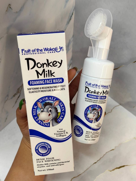 Пенка для умывания лица с ослиным молоком Wokali Donkey Milk