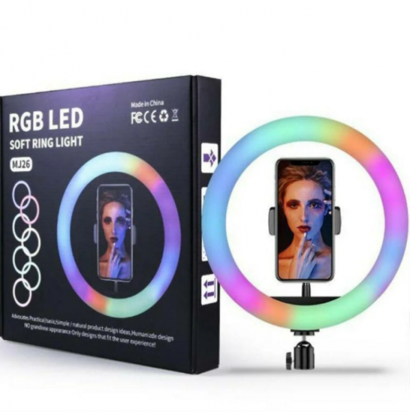 Цветная кольцевая лампа со штативом RGB LED Soft Ring Light MJ26