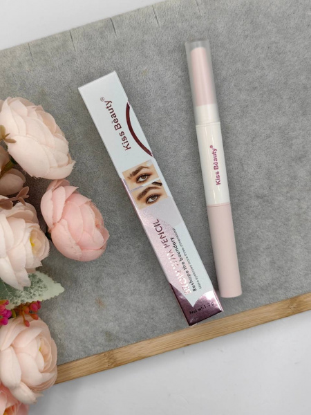 Восковый карандаш для укладки бровей с щеточкой Kiss Beauty Brow Wax Pencil