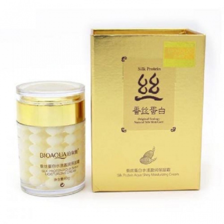 Увлажняющий крем для лица с протеинами шелка Silk Protein Aqua Shiny Moisturizing Cream Bioaqua