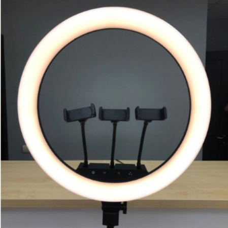 Кольцевая LED лампа для селфи с голосовым управлением YS450ai