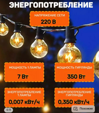 Елочная гирлянда 50 ламп 15 м