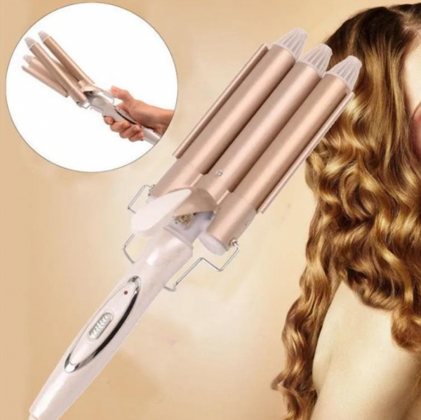 ТРОЙНАЯ ПЛОЙКА ДЛЯ СОЗДАНИЯ КРАСИВЫХ ЛОКОНОВ GEEMY PROFESSIONAL HAIR CURLING IRON 28 см