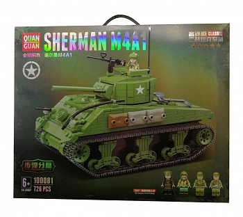 Конструктор 100081 Танк Sherman M4A1 742 деталей