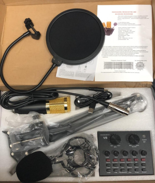 Конденсаторный студийный микрофон для записи Professional Condenser BM-800