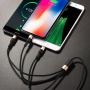 Кабель 3 в 1 Hoco X26, lightning, micro USB, USB Type-C, черно-золотой