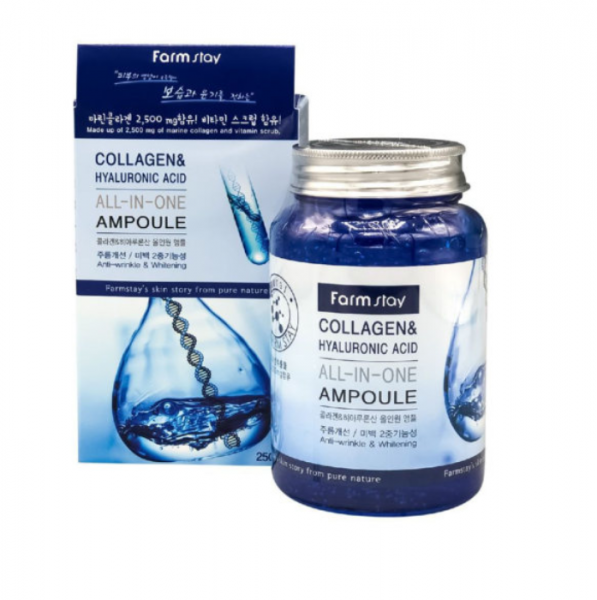 FarmStay Многофункциональная сыворотка с коллагеном и гиалуроновой кислотой Collagen & Hyaluronic Acid