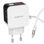 Зарядное устройство BOROFONE BA41A Power lake Type-C, 2.4A, белый, цифровой дисплей