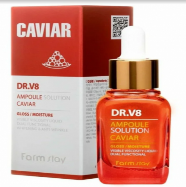 FarmStay DR.V8 Ampoule Solution Caviar Ампульная сыворотка для лица с экстрактом икры