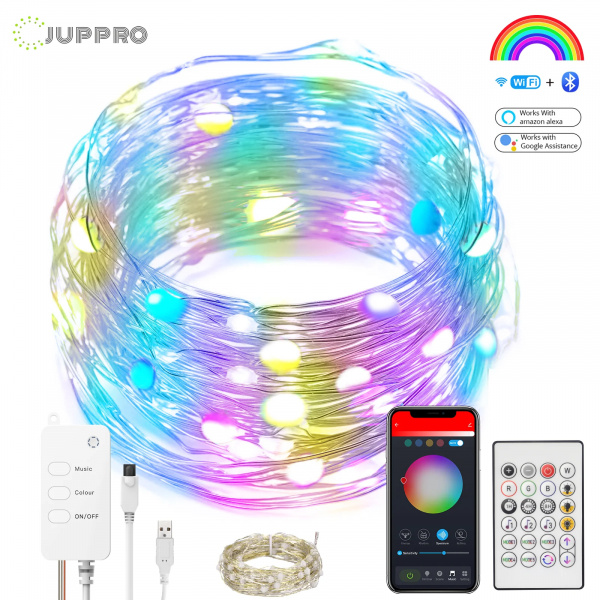 Умная RGB Wi-Fi гирлянда с управлением через смартфон, пульт или умный дом 5 метров