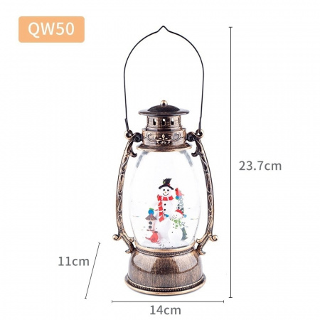Светильник новогодний фонарь со снегом QW50
