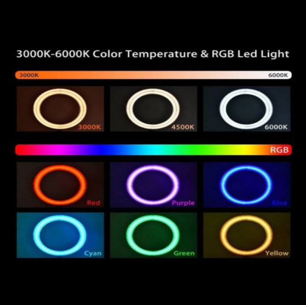 Цветная кольцевая лампа со штативом RGB LED Soft Ring Light MJ26
