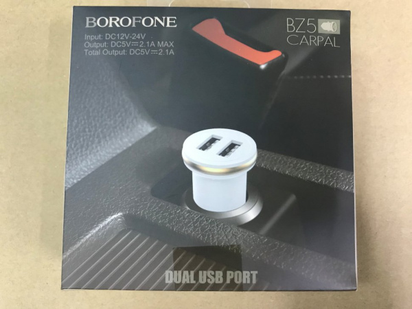 Автомобильное зарядное устройство Borofone BZ5 CarPa, 2.4A, белый