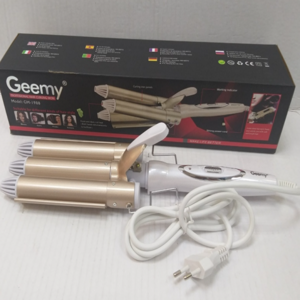 ТРОЙНАЯ ПЛОЙКА ДЛЯ СОЗДАНИЯ КРАСИВЫХ ЛОКОНОВ GEEMY PROFESSIONAL HAIR CURLING IRON 28 см