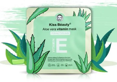 Тканевая маска для лица с алоэ вера и витамином E Kiss Beauty Aloe vera Vitamin E mask